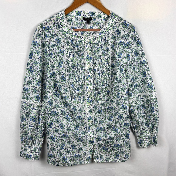 Talbots Long Sleeve Lightweight 100% Cotton Button Up Shirt Sz X Cottage Summer - Picture 1 of 8